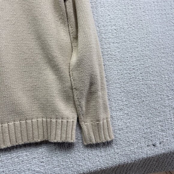 Guess  Cable Knit Fisherman Sweater Mens Sz L Off-White Beige Heavyweight Grunge - Picture 11 of 12